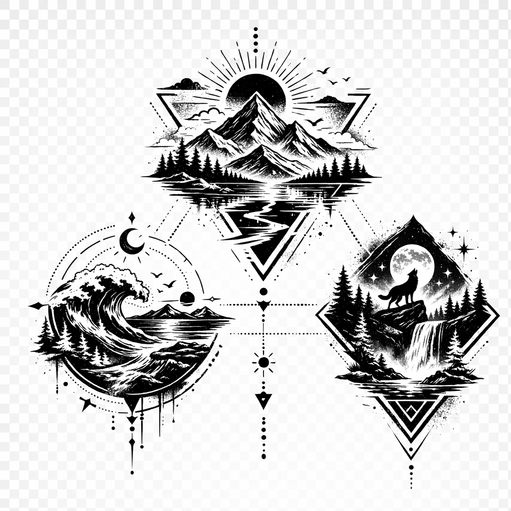三 Peaks tee — symbolic back print